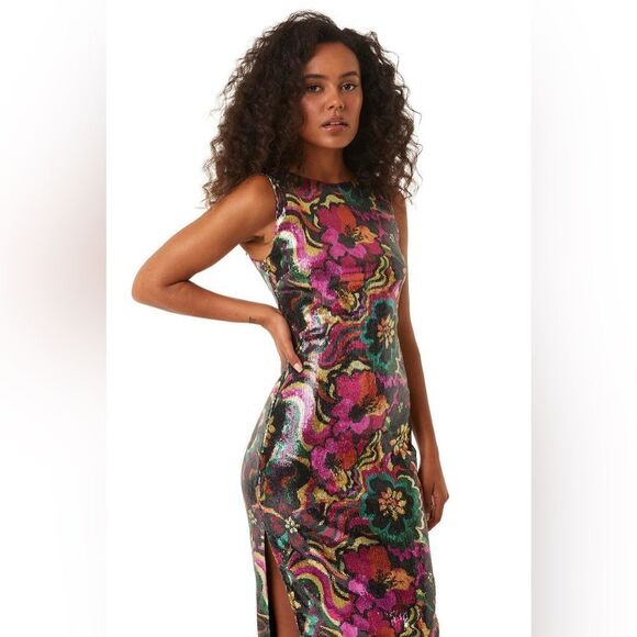 MISA NWT Nakia Floral Grove sequin dress - M/L - Picture 5 of 12